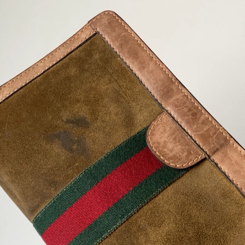 GUCCI オールドグッチ ポーチ シェリーライン スエード/ピグスキン