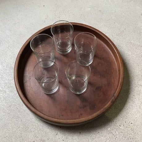 GLASS WARE TUMBLER SET  ヴィンテージ 瓶ビールグラス 5個セット ごく普通のシンプルな古いミニグラス 未使用品 デッドストック