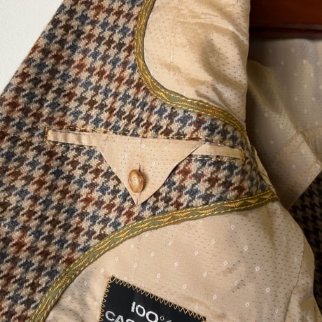 PYTHON カシミアジャケット  千鳥格子 パッチポケット シングル ヴィンテージ JKT   made in Scotland