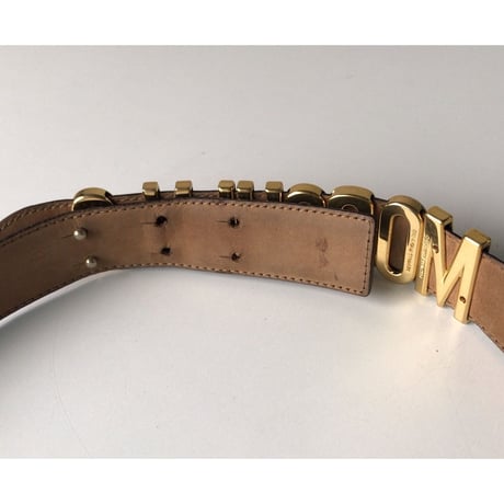 MOSCHINO  モスキーノ    ヴィンテージ  ムーブ ロゴ プレート  レザーベルト  ブラック/ゴールド  made in Italy 中古品