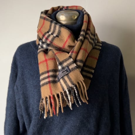 BURBERRYS バーバリーズ  cashmere100% カシミヤ マフラー ベージュノバチェック　70s～80s イギリスヴィンテージ made in Scotland 古着 中古品