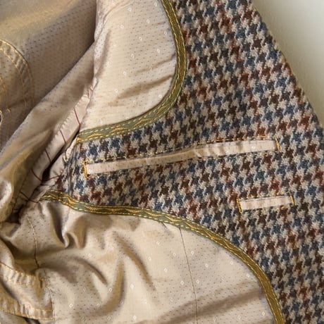 PYTHON カシミアジャケット  千鳥格子 パッチポケット シングル ヴィンテージ JKT   made in Scotland
