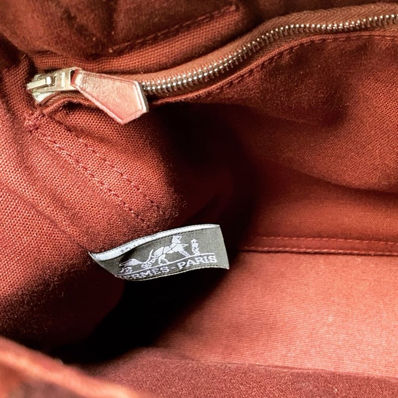 HERMES エルメス フールトゥ PM レザー/キャンバス ボルドー 赤