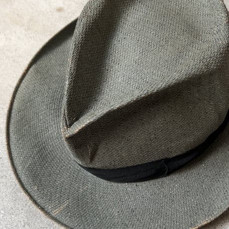 Colombia panamahat ヴィンテージ パナマハット ユニセックス 頭周約55.5cm 水色 ブルーグレー 編み帽子 中折れ帽 麦わら帽子