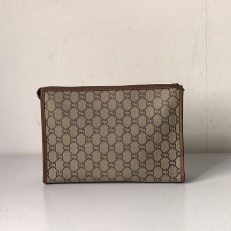 GUCCI グッチ オールドグッチ  GGプラスPVCキャンバス/レザー セカンドバッグ ヴィンテージ 中古美品