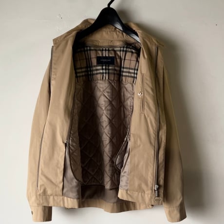 BURBERRY LONDON バーバリーロンドン キルティングライナー付き スイングトップ ベージュ 刺繍ロゴ ノバチェック ユーズド 中古 イギリス古着 美品範疇