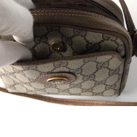 GUCCI グッチ  オールドグッチ  GGプラス コーティングキャンバス ポシェット ミニショルダー バッグ ブラウン  ヴィンテージ  中古美品
