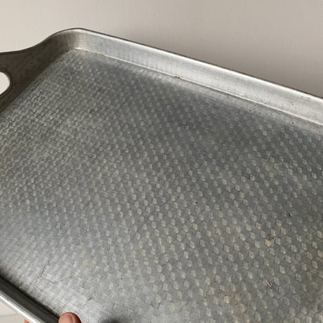 アルミの業務用トレイ   脇取盆 持手盆 純喫茶 給食 学食 アルミトレー スクエアトレー 無機質 USED