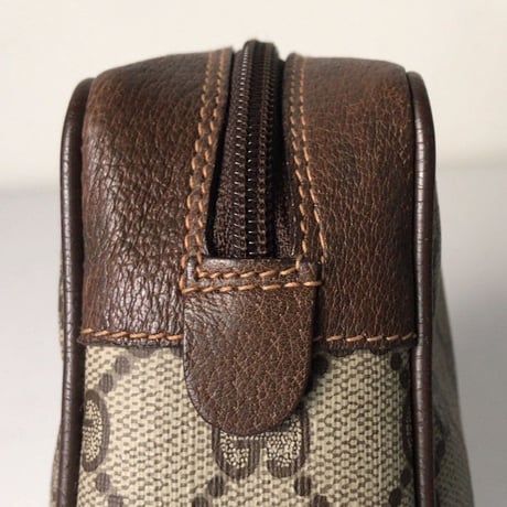 GUCCI グッチ オールドグッチ  GGコーティングキャンバス/レザー  化粧ポーチ セカンドバッグ ヴィンテージ 中古美品