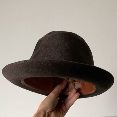Borsalino ボルサリーノ  オールドボルサリーノ ヴィンテージハット 山高帽 中折れ帽 ソフト帽 ダークブラウン  ユニセックス実寸頭周約56.5cm ツバ短め グッドバランス