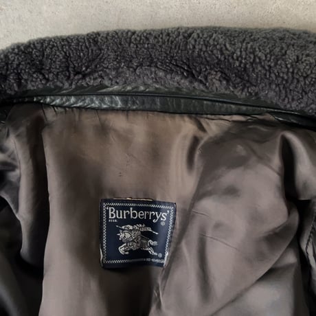 BURBERRYS バーバリーズ  80s～90s ヴィンテージレザージャケット 旧タグ ボアブルゾン 黒 革ジャン ブルゾン  ジャンパー 本革 オールレザー ブラック 古着 中古良品