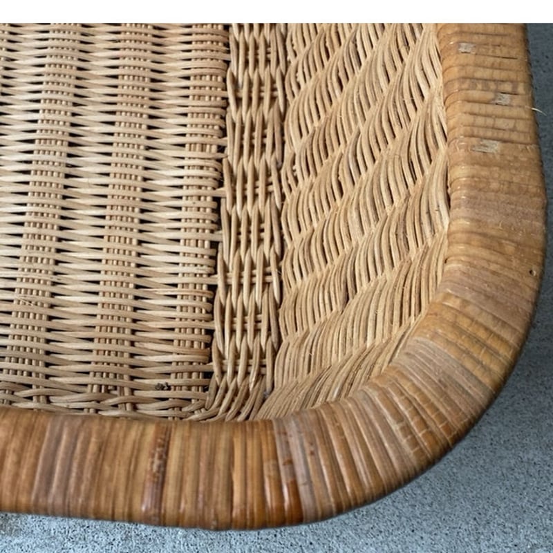 ヴィンテージ ラタン バスケット 脱衣籠 古い籐籠 昭和 衣類籠 編み
