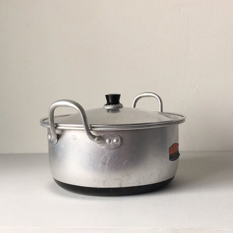 ALUMINUM OSAKA 地球印  アルミ 両手鍋  希少品  底部  ブラック塗装 持ち手長め タグ付 中古美品