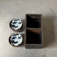 大正期 松柄の古い染付け小皿［5枚セット］呉須 松絵 染付 茶縁 小皿 豆皿 手書き 絵付 グッドバランス 美品範疇