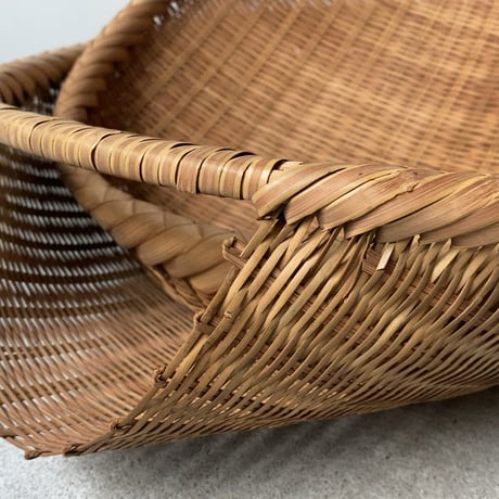 丸い片口ざる 入れ子2点セット  竹編みザル 竹笊 竹籠 竹工芸 竹細工 工芸品 手仕事 古民藝 古民具 古道具 ジャパンヴィンテージ