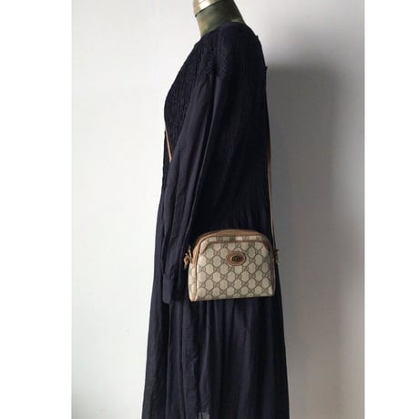GUCCI グッチ オールドグッチ GGプラス コーティングキャンバス ポシェット ミニショルダー バッグ ブラウン ヴィンテージ 中古美品