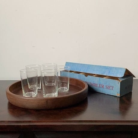 GLASS WARE TUMBLER SET  ヴィンテージ 瓶ビールグラス 5個セット ごく普通のシンプルな古いミニグラス 未使用品 デッドストック