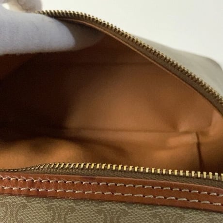 CELINE オールドセリーヌ ヴァニティバッグ 幅約21cm マカダム ベージュ/ブラウン レアカラー バニティ 化粧ポーチ