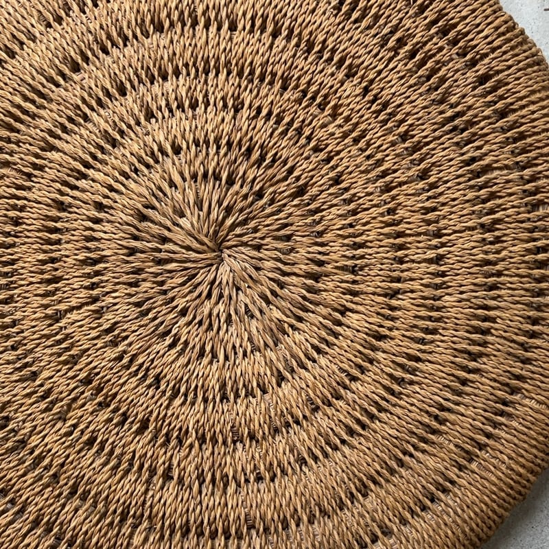 古い円座 い草 編み上げ ナチュラル色 円形座布団 夏座布団 茶道具