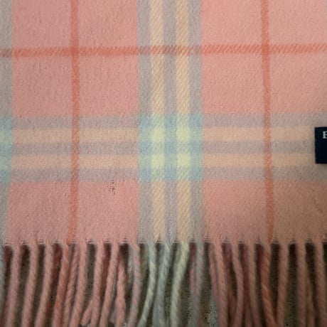 BURBERRY LONDON  バーバリーロンドン LAMBSWOOL 100% ラムウール マフラー ピンクノバチェック イギリス製  made in england 中古品