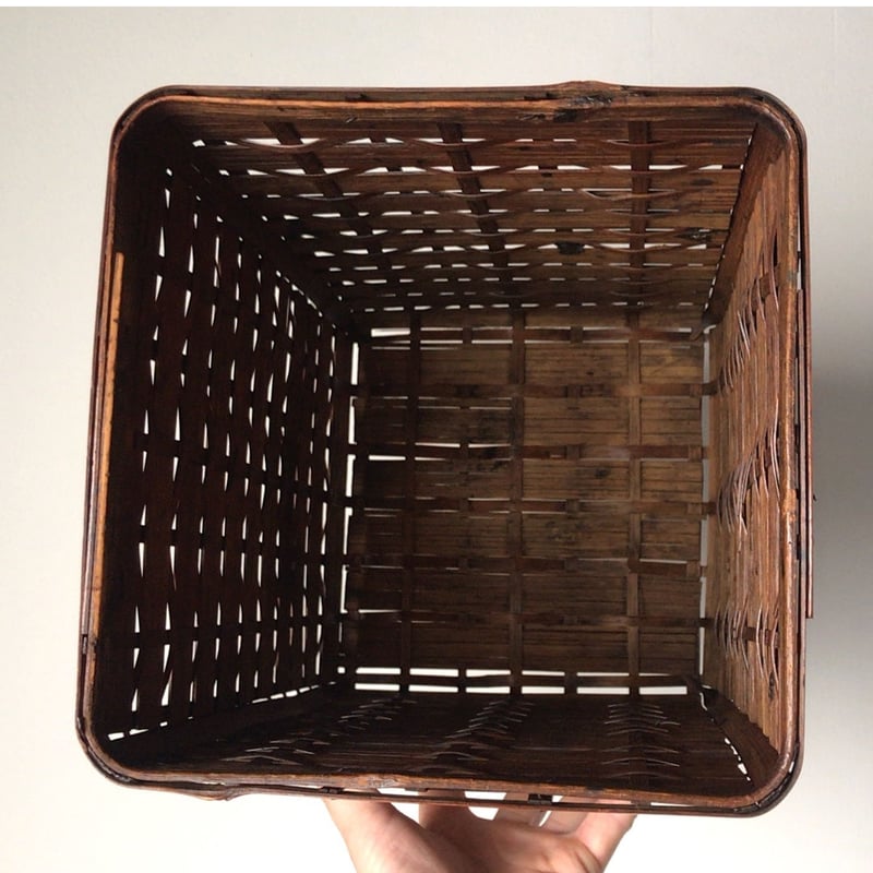 アンティーク 竹編のダストボックス(ゴミ箱) 手仕事 天然素材 工芸品
