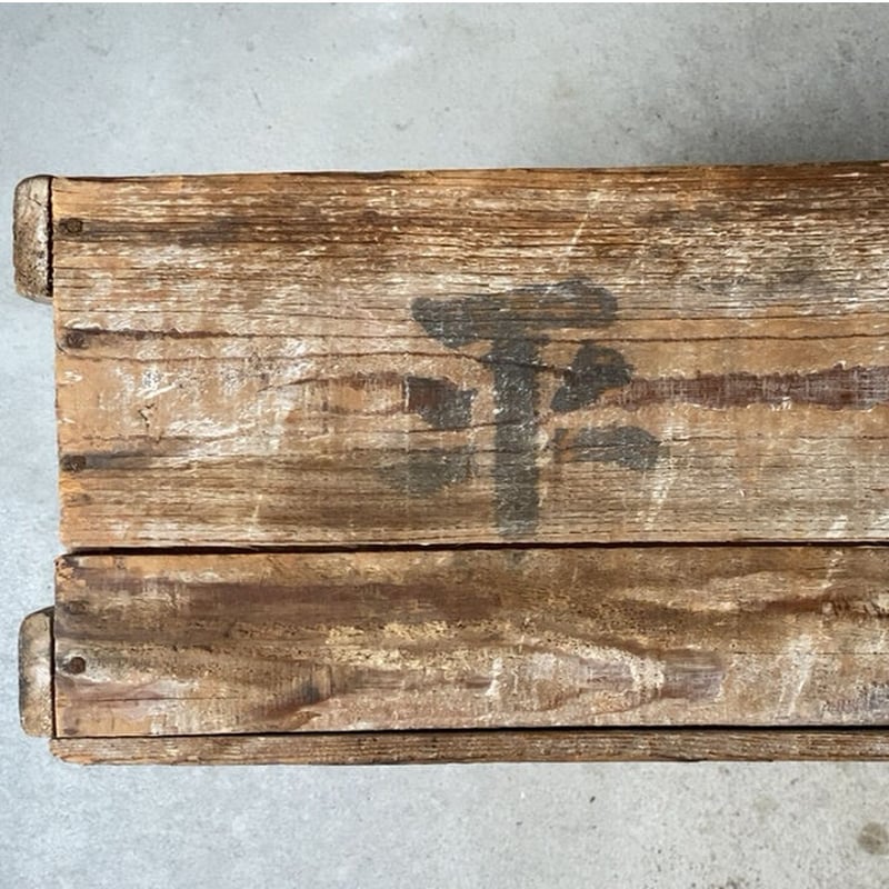 ヴィンテージ木箱 ちょうど良いサイズ感 幅約55cm 白けたエイジング