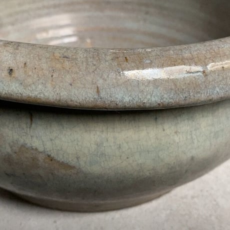 古いこね鉢  幅35cm 古瀬戸 美色  メダカ鉢  金魚鉢  睡蓮鉢  ビオトープ  古作 焼物  完品範疇