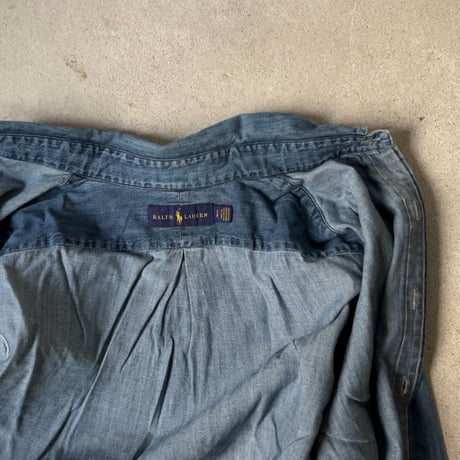 RALPH LAUREN ラルフローレン デニムシャツ シャンブレーシャツ ボタンダウン ポニー刺繍  size SP  POLO ポロ 中古美品