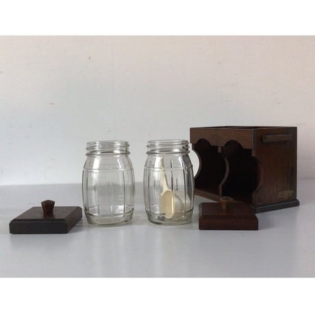 KONO  COFFEE SYPHON  コーノ コーヒーサイフォン　ヴィンテージウッドビーンズボトル＋KONOの計量プラスプーン　コーノ式 河野珈琲 珈琲豆キャニスター 保存容器 ガラス瓶
