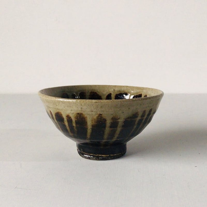 益子焼 飴釉 黒十草(トクサ) お茶碗 抹茶碗 天目茶碗 美品