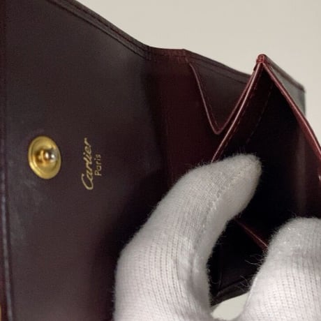 Cartier カルティエ マストライン フラップ型ミニコインケース マスト L3000464 ボルドー レザー 中古 小銭入れ アクセサリーケース