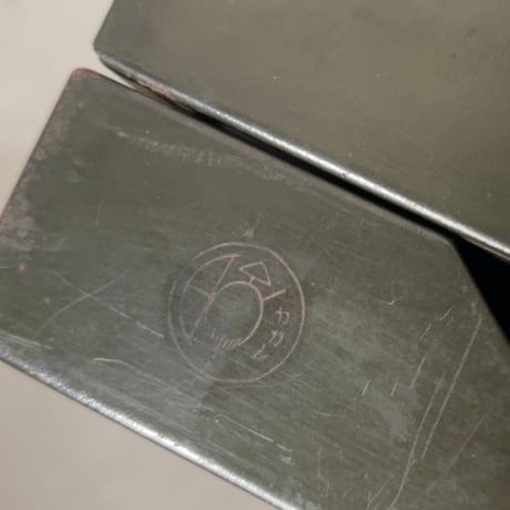 カカシ ヴィンテージ スチール製2段トレー 書類トレー 書類ケース ミリタリーグリーン ダークグリーン 鉄のトレー アンティーク文具 ジャパンヴィンテージ 良品