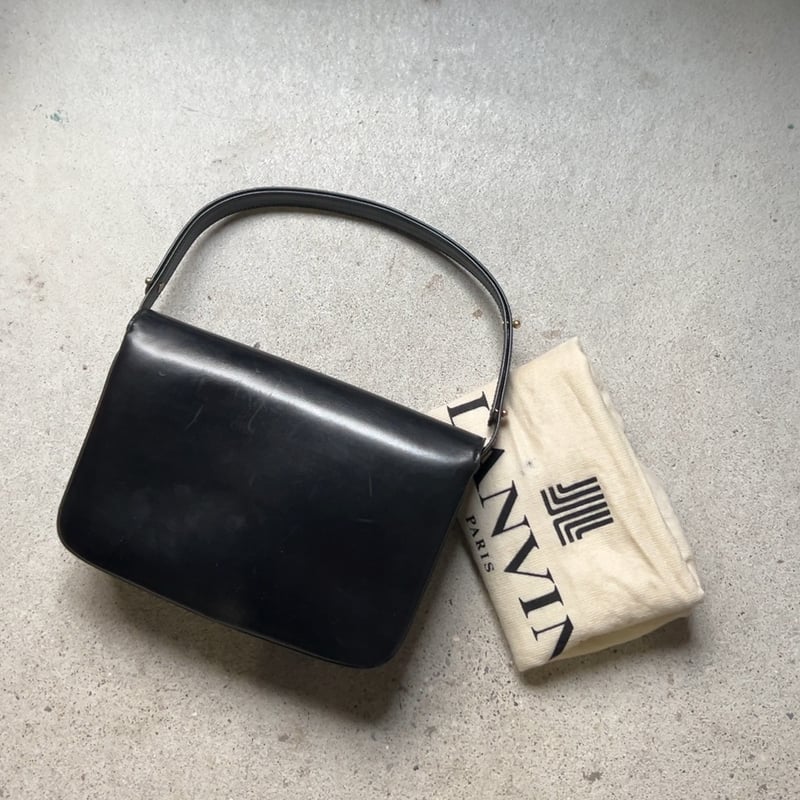 80s VINTAGE LANVIN レザー 2wayショルダーバッグ/ハンドバッグ フラン