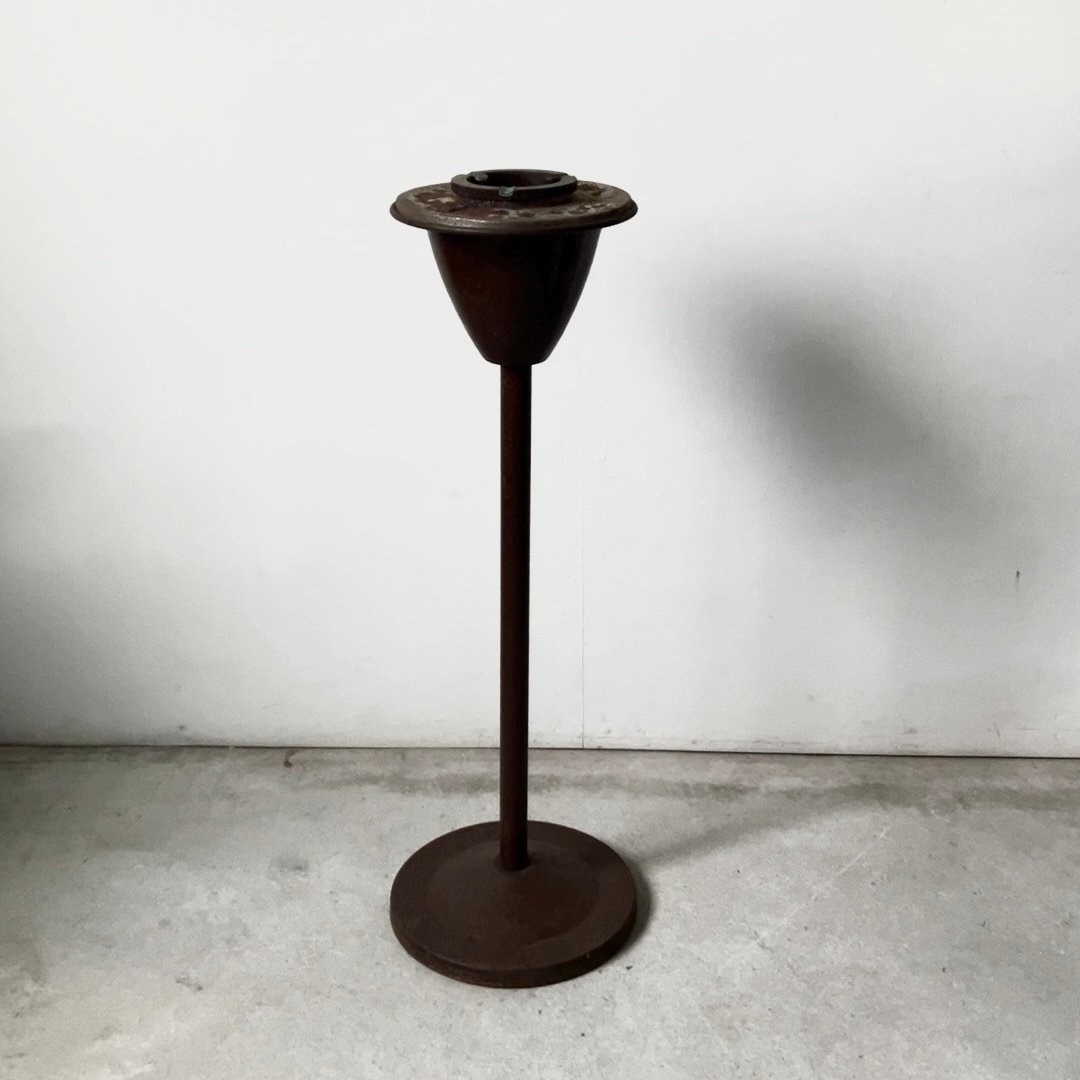 ヴィンテージ スタンドアッシュトレイ スチール製 灰皿 焦げ茶 タバコ