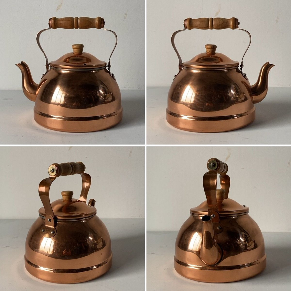 ヴィンテージ 銅製やかん 2個セット ヴィンテージ純銅ケトル 新潟県燕市カクセー製 2L 銅やかん 木製