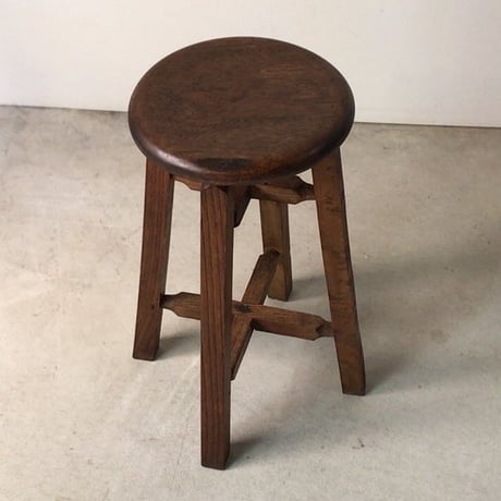 アンティーク 丸椅子  木製スツール  完品
