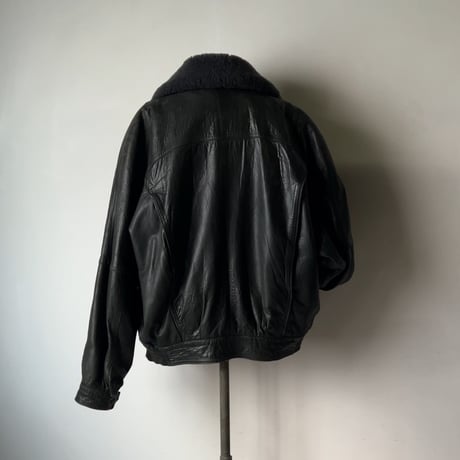 BURBERRYS バーバリーズ  80s～90s ヴィンテージレザージャケット 旧タグ ボアブルゾン 黒 革ジャン ブルゾン  ジャンパー 本革 オールレザー ブラック 古着 中古良品