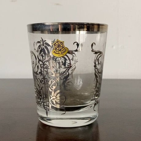 TOYO-SASAKI GLASS  東洋佐々木ガラス 昭和期 デッドストック ガラスコップ5個セット  銀プリント シール有り 未使用品  ロックグラス兼デザートカップ兼ディナーグラス ヴィンテージ