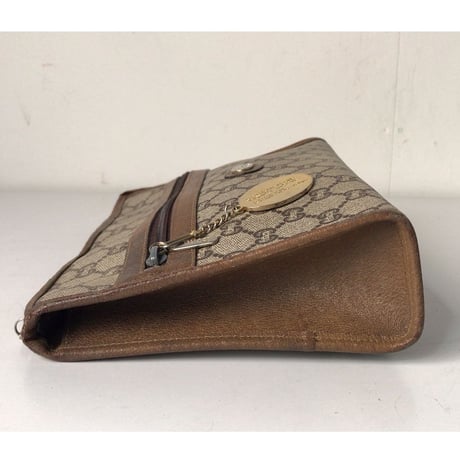 GUCCI グッチ オールドグッチ  GGプラスPVCキャンバス/レザー セカンドバッグ ヴィンテージ 中古美品