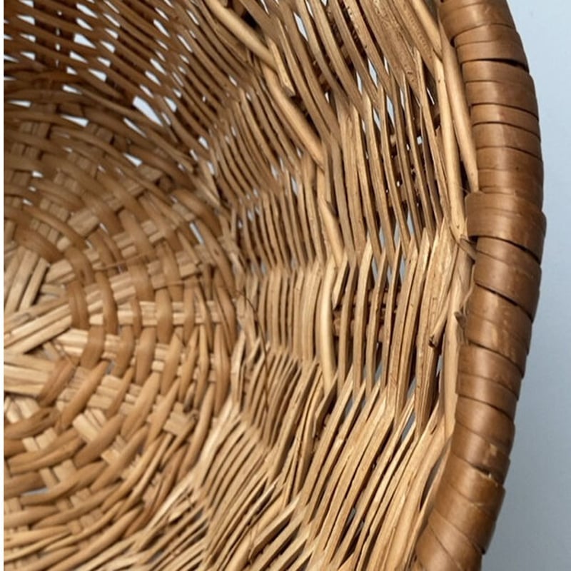 ラタンの古籠 大籠40cm 無塗装のナチュラル材 籐編み ランドリー