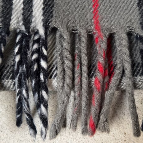 BURBERRYS バーバリーズ  LAMBSWOOL 100% ラムウール マフラー グレーノバチェック　70s～80s イギリスヴィンテージ made in england 中古品