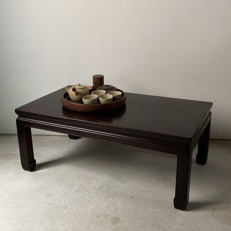 最先端 ローテーブル】121cm×75cm 一枚板 座卓 中古品【紅紫檀 厚さ6cm