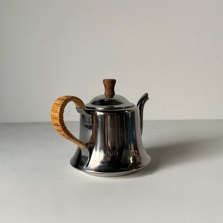 YUKIWA ユキワ  ナポレオンケトル　0.6L ステンレス ミニポット 薬缶 急須 茶器 藤巻 木製無垢摘み 美品範疇