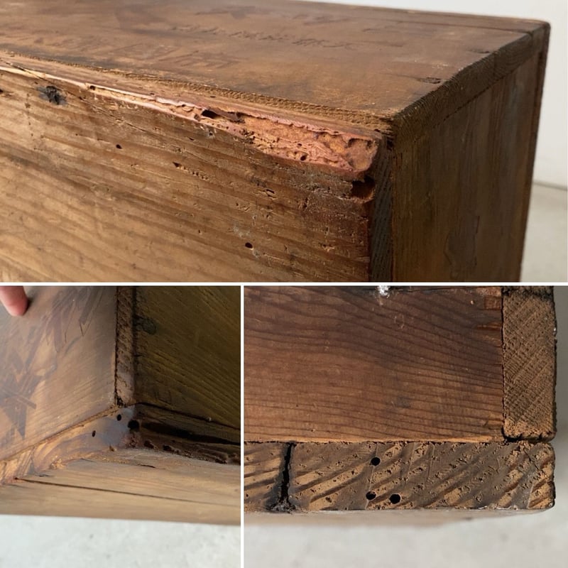 ミツワ肝油ドロップ　木箱　明治時代　アンティーク　インダストリアル　古木 ミツワ肝油ドロップ 木箱 明治時代 アンティーク