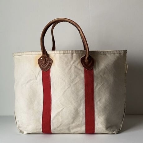 LLBean (オールド エルエルビーン) 70s後期 ラージトート レザーハンドル/キャンバス  レッド/キナリ  ヴィンテージ トートバッグ 鞄  made in usa