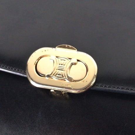 CELINE セリーヌ ゴールド  マカダム金具  カーフレザー  ショルダーバッグ ブラック  ヴィンテージ  オールド  美品