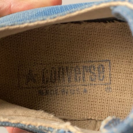 CONVERSE ALL STAR  コンバースオールスター 80’S USA製  銀箱  US3 1/2 (22.5cm)  希少(当て布/サイドステッチ/囲みロゴ) ライトブルー