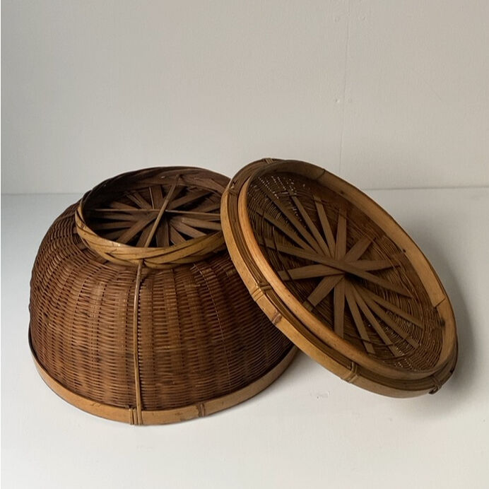 竹籠作家ものNOJI蓋付竹籠
