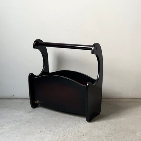 FUJI FURNITURE 富士ファニチア ヴィンテージマガジンラック ワンハンドル波型 グラデーションカラー 木製本立て 木製雑誌入れ 木工家具 70s 古作 良品