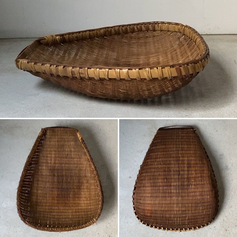 ○昭和レトロ 使い込まれた 手箕 箕 ざる 笊 かご 古道具 鋭かっ ○昭和レトロ 使い込まれた 手箕 箕 ざる 笊 かご 古道具 鋭かっ